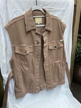 AG Jeans Sleeveless Denim Vest - Taupe Brown